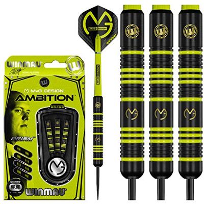 WINMAU Michael Van Gerwen MvG Ambition Jeu de fléchettes professionnelles en laiton avec ailettes et tiges 22 g WINMAU Michael Van Gerwen MvG Ambition Jeu de fléchettes professionnelles en laiton avec ailettes et tiges 22 g