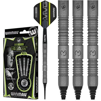 WINMAU Michael Van Gerwen MvG ExAct Jeu de fléchettes en tungstène Softip 18 g avec ailettes et tiges WINMAU Michael Van Gerwen MvG ExAct Jeu de fléchettes en tungstène Softip 18 g avec ailettes et tiges