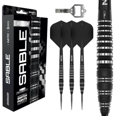 Dragon Fléchettes – Sable Series Switch Points Powered by Winmau Jeu de fléchettes en acier 90 % tungstène Parallèle, Torpedo & Bomb Barrel Fléchettes Proi avec pointe en métal 21 g, 22 Dragon Fléchettes – Sable Series Switch Points Powered by Winmau Jeu de fléchettes en acier 90 % tungstène Parallèle, Torpedo & Bomb Barrel Fléchettes Proi avec pointe en métal 21 g, 22