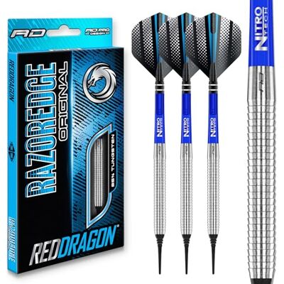 Dragon Ensemble de fléchettes Softip en tungstène d'origine Razor Edge 20 grammes avec Vols et tiges Dragon Ensemble de fléchettes Softip en tungstène d'origine Razor Edge 20 grammes avec Vols et tiges