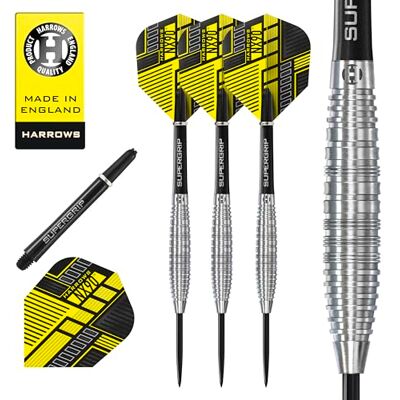 Harrows NX90 Fléchettes Professionnelles Bombées 90% Tungstène Pointe Acier avec Changement Rapide, Set 10 Pièces Harrows NX90 Fléchettes Professionnelles Bombées 90% Tungstène Pointe Acier avec Changement Rapide, Set 10 Pièces