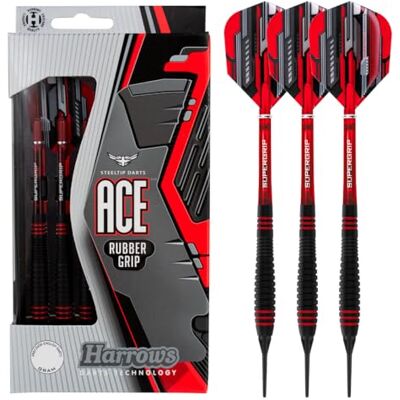 Harrows Ace Rubber Brass Soft Tip Darts Set 16g & 18g Comprend des tiges Supergrip, des Volants Micron Marathon et Un étui de Voyage Pratique 10pc Set (16g) Harrows Ace Rubber Brass Soft Tip Darts Set 16g & 18g Comprend des tiges Supergrip, des Volants Micron Marathon et Un étui de Voyage Pratique 10pc Set (16g)
