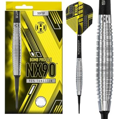Harrows Lot de 10 fléchettes professionnelles NX90 avec pointe en acier tungstène 90 % 21 g, 23 g et 25 g avec tiges noires Supergrip Midi et ailettes NX90 18 g Harrows Lot de 10 fléchettes professionnelles NX90 avec pointe en acier tungstène 90 % 21 g, 23 g et 25 g avec tiges noires Supergrip Midi et ailettes NX90 18 g