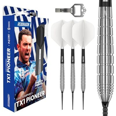 Dragon Fléchettes Luke Humphries Coolhand TX1 22 g 90 % tungstène Pointe Acier Switch Points Ailettes et Fûts Inclus Dragon Fléchettes Luke Humphries Coolhand TX1 22 g 90 % tungstène Pointe Acier Switch Points Ailettes et Fûts Inclus