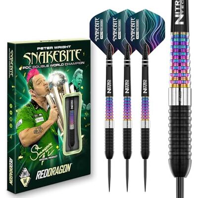 Dragon Jeu de fléchettes Peter Wright Snakebite Corra Series 90 % tungstène avec ailettes et tiges de fléchettes (tiges) – Disponible en pointe souple 18 g et pointe en acier 22 g, 23 g et 24 g Dragon Jeu de fléchettes Peter Wright Snakebite Corra Series 90 % tungstène avec ailettes et tiges de fléchettes (tiges) – Disponible en pointe souple 18 g et pointe en acier 22 g, 23 g et 24 g
