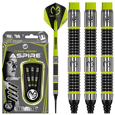 WINMAU Michael van Gerwen MvG Aspire Jeu de fléchettes à pointe souple en tungstène avec ailettes prismes et tiges en nylon 20 g WINMAU Michael van Gerwen MvG Aspire Jeu de fléchettes à pointe souple en tungstène avec ailettes prismes et tiges en nylon 20 g