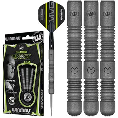 WINMAU Michael Van Gerwen MvG ExAct 24 grammes Jeu de fléchettes en tungstène avec plumes et tiges WINMAU Michael Van Gerwen MvG ExAct 24 grammes Jeu de fléchettes en tungstène avec plumes et tiges