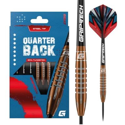 GOAT Quarterback V2 95% Tungstène Jeu de Fléchettes Pointe Acier, 24G/26G, Multi, avec 3 Barrels, 3 Ailettes et 3 Tiges GOAT Quarterback V2 95% Tungstène Jeu de Fléchettes Pointe Acier, 24G/26G, Multi, avec 3 Barrels, 3 Ailettes et 3 Tiges