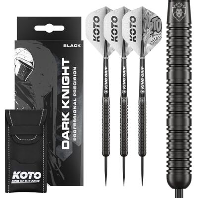 KOTO darts KOTO Dark Knight Black 80% Tungstène Jeu de Fléchettes Pointe Acier, 21G/22G/23G/24G, Noir, avec 3 Barrels, 3 Ailettes et 3 Tiges KOTO darts KOTO Dark Knight Black 80% Tungstène Jeu de Fléchettes Pointe Acier, 21G/22G/23G/24G, Noir, avec 3 Barrels, 3 Ailettes et 3 Tiges