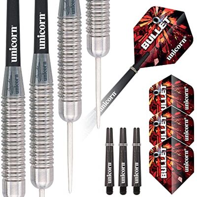 Unicorn Jeu de fléchettes à pointe en acier Gary « The Flying Scotsman » Anderson Bullet Corps en acier inoxydable naturel super durable 24 g Unicorn Jeu de fléchettes à pointe en acier Gary « The Flying Scotsman » Anderson Bullet Corps en acier inoxydable naturel super durable 24 g