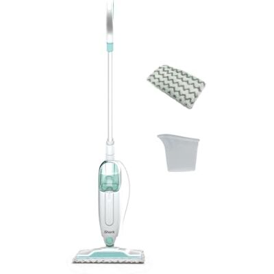 Shark Balai vapeur léger pour sols durs avec 2 tampons de nettoyage lavables en machine et flacon de remplissage, capacité de 375 ml, cordon d'alimentation de 5,5 m, chauffage de 30 secondes, blanc et Shark Balai vapeur léger pour sols durs avec 2 tampons de nettoyage lavables en machine et flacon de remplissage, capacité de 375 ml, cordon d'alimentation de 5,5 m, chauffage de 30 secondes, blanc et