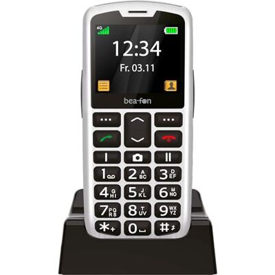 Beafon , SL260 Silverline Téléphone portable à touches pour personnes âgées avec bouton d'appel d'urgence SOS, compatible avec les appareils auditifs, M4/T4, signal lumineux, écran 2,2" (5,58 Beafon , SL260 Silverline Téléphone portable à touches pour personnes âgées avec bouton d'appel d'urgence SOS, compatible avec les appareils auditifs, M4/T4, signal lumineux, écran 2,2" (5,58
