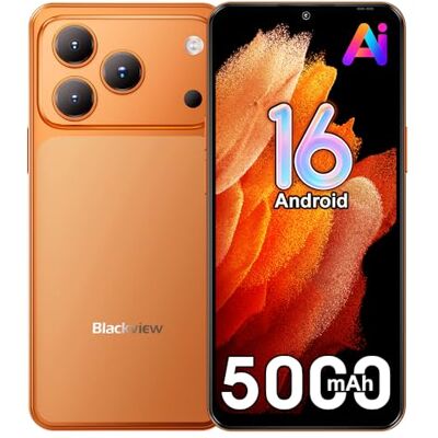 Blackview Wave 7C Smartphone débloqué avec AI, Android 16, 16 Go + 64 Go/1 To AI Téléphone portable, 6,56" HD+, 5000 mAh, 32 Mpx + 13 MP, 4G Dual SIM/WiFi 5, FM, OTG, GPS, Face ID, Orange Blackview Wave 7C Smartphone débloqué avec AI, Android 16, 16 Go + 64 Go/1 To AI Téléphone portable, 6,56" HD+, 5000 mAh, 32 Mpx + 13 MP, 4G Dual SIM/WiFi 5, FM, OTG, GPS, Face ID, Orange