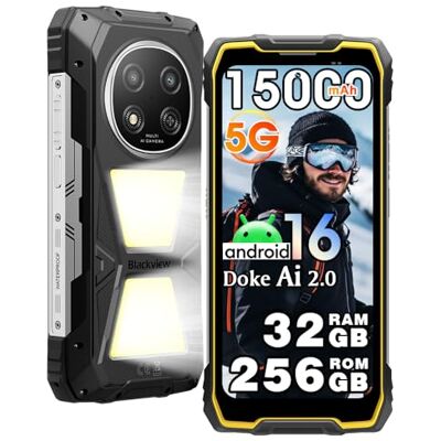 Blackview Rock 2 Pro 5G Téléphone portable d'extérieur Android 16, 32 Go + 256 Go/512 Go TF, 6,67" HD+120 Hz, 15 000 mAh avec lampe de camping 400 lm, 16 MP + 13 MP, smartphone étanche IP69K/OTG/NFC Blackview Rock 2 Pro 5G Téléphone portable d'extérieur Android 16, 32 Go + 256 Go/512 Go TF, 6,67" HD+120 Hz, 15 000 mAh avec lampe de camping 400 lm, 16 MP + 13 MP, smartphone étanche IP69K/OTG/NFC