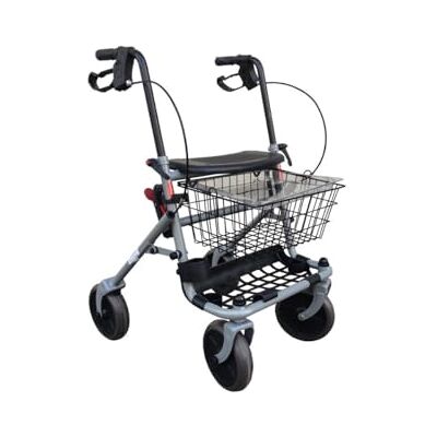 Ausilium Déambulateur Rollator pliable à 4 roues avec freins et assise Ausilium Déambulateur Rollator pliable à 4 roues avec freins et assise