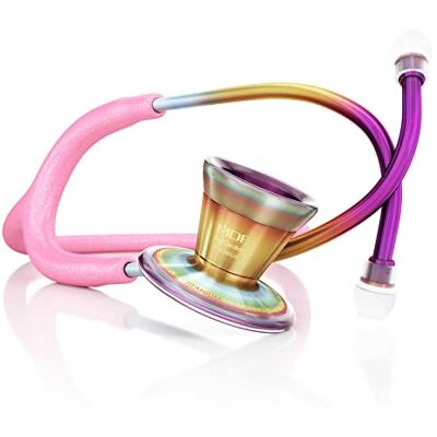 MDF Instruments MDF ProCardial Stéthoscope de Cardiologie avec Étui, Titane Léger, Adulte, Pavillon Double, Tubulure Rose à Paillettes, Pavillon-casque Kaleidoscope MDF Instruments MDF ProCardial Stéthoscope de Cardiologie avec Étui, Titane Léger, Adulte, Pavillon Double, Tubulure Rose à Paillettes, Pavillon-casque Kaleidoscope