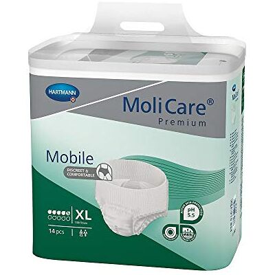 Molicare Lot de 56 sous-vêtements jetables mobiles de qualité supérieure pour femme et homme souffrant d'incontinence 5 gouttes Taille XL Lot de 4 Molicare Lot de 56 sous-vêtements jetables mobiles de qualité supérieure pour femme et homme souffrant d'incontinence 5 gouttes Taille XL Lot de 4