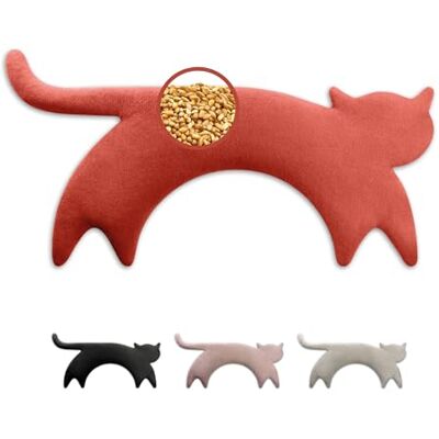 Leschi Coussin chauffant à grains pour micro-ondes 100 % coton bio et blé bio Idéal contre les tensions au niveau de la nuque, des épaules, du cou et du dos Chat rouge Leschi Coussin chauffant à grains pour micro-ondes 100 % coton bio et blé bio Idéal contre les tensions au niveau de la nuque, des épaules, du cou et du dos Chat rouge