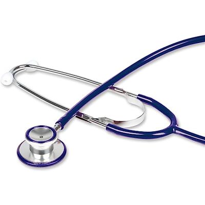 GIMA Stéthoscope tête double traditionnel en aluminium, léger, avec lyre en laiton et bague anti-froid, tubulure en Y bleue, 32567 GIMA Stéthoscope tête double traditionnel en aluminium, léger, avec lyre en laiton et bague anti-froid, tubulure en Y bleue, 32567