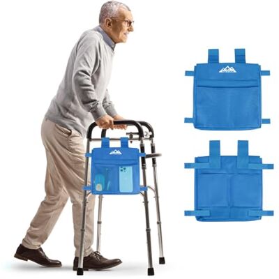 supregear Sac latéral pour déambulateurs, pochette accessoire résistant à l'eau pour déambulateurs pliants, transport léger mains libres, caddy universel pour personnes âgées, bleu supregear Sac latéral pour déambulateurs, pochette accessoire résistant à l'eau pour déambulateurs pliants, transport léger mains libres, caddy universel pour personnes âgées, bleu