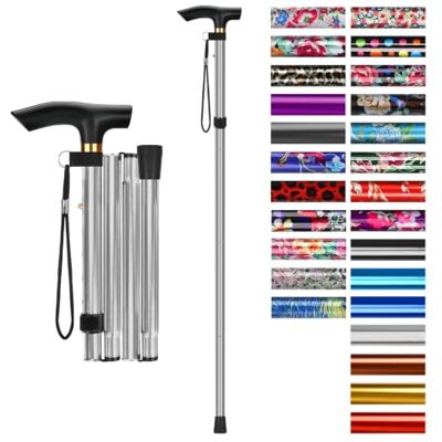 supregear Canne de marche pliante , réglable en hauteur sur 5 positions, légère et portable,pour personnes âgées et personnes handicapées (hommes et femmes), couleur argent. supregear Canne de marche pliante , réglable en hauteur sur 5 positions, légère et portable,pour personnes âgées et personnes handicapées (hommes et femmes), couleur argent.