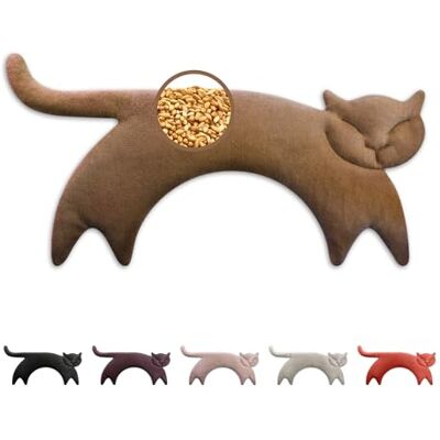 Leschi Sac de blé au micro-ondes (47 x 23 cm), 100 % coton bio et blé bio, marron chat, oreiller micro-ondes, non parfumé, oreiller à grain confortable, idéal pour les tensions dans le dos, le cou et Leschi Sac de blé au micro-ondes (47 x 23 cm), 100 % coton bio et blé bio, marron chat, oreiller micro-ondes, non parfumé, oreiller à grain confortable, idéal pour les tensions dans le dos, le cou et
