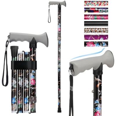 supregear Canne de Marche Pliante, Hauteur Réglable, Légère et Compacte, Pliable pour Voyage avec Poignée Souple, Aide à la Marche pour Personnes Âgées et Handicapées supregear Canne de Marche Pliante, Hauteur Réglable, Légère et Compacte, Pliable pour Voyage avec Poignée Souple, Aide à la Marche pour Personnes Âgées et Handicapées