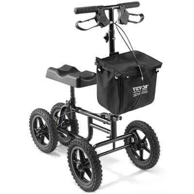 VEVOR Trottinette à genoux pliable orientable en acier au carbone avec guidon réglable en hauteur et genouillère, roue tout-terrain, freins doubles, récupération des jambes, charge de 160 kg, noir VEVOR Trottinette à genoux pliable orientable en acier au carbone avec guidon réglable en hauteur et genouillère, roue tout-terrain, freins doubles, récupération des jambes, charge de 160 kg, noir