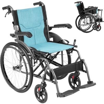VEVOR Fauteuil roulant, fauteuil roulant ultra léger en alliage d'aluminium durable, fauteuil roulant portable avec accoudoirs rabattables, repose-pieds réglables à 3 positions, siège de 45,7 cm de VEVOR Fauteuil roulant, fauteuil roulant ultra léger en alliage d'aluminium durable, fauteuil roulant portable avec accoudoirs rabattables, repose-pieds réglables à 3 positions, siège de 45,7 cm de