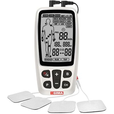 GIMA Tens-Care 3 en 1 à 2 canaux avec fonction de massage et d’électrostimulation musculaire et nerveuse transcutanée, entraîner et détendre les muscles et les tendons, 28405 GIMA Tens-Care 3 en 1 à 2 canaux avec fonction de massage et d’électrostimulation musculaire et nerveuse transcutanée, entraîner et détendre les muscles et les tendons, 28405