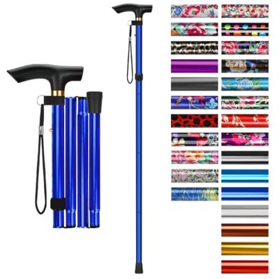 supregear Canne Pliable Réglable en 5 Positions, Canne de Marche Légère en Aluminium Anodisé, Bâton de Marche Pliant Portable avec Dragonne et Poignée en T pour Seniors, Hommes et Femmes supregear Canne Pliable Réglable en 5 Positions, Canne de Marche Légère en Aluminium Anodisé, Bâton de Marche Pliant Portable avec Dragonne et Poignée en T pour Seniors, Hommes et Femmes