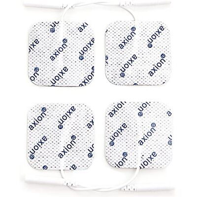 Axion 4 électrodes carrées 4x4 cm Electrostimulateurs TENS EMS avec connexion filaire de 2 mm Patchs adhésifs Axion 4 électrodes carrées 4x4 cm Electrostimulateurs TENS EMS avec connexion filaire de 2 mm Patchs adhésifs