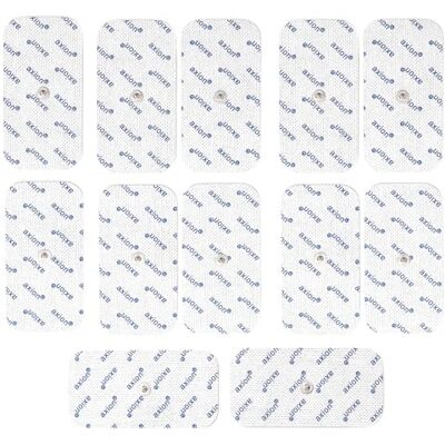 Axion Lot de12 électrodes rectangulaires 10x5 cm Compatible avec les appareils Beurer et Sanitas Electrostimulateur TENS et EMS avec connexion par bouton pression de 3,5 mm. Axion Lot de12 électrodes rectangulaires 10x5 cm Compatible avec les appareils Beurer et Sanitas Electrostimulateur TENS et EMS avec connexion par bouton pression de 3,5 mm.