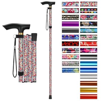 supregear Canne de marche pliante , réglable en hauteur sur 5 positions, légère et portable, idéale pour les personnes âgées et les personnes handicapées (hommes et femmes), motif floral blanc dense. supregear Canne de marche pliante , réglable en hauteur sur 5 positions, légère et portable, idéale pour les personnes âgées et les personnes handicapées (hommes et femmes), motif floral blanc dense.