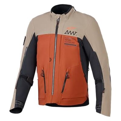 Alpinestars AMT-8 Stretch Drystar XF Veste textile de moto imperméable, noir/marron/orange, L Alpinestars AMT-8 Stretch Drystar XF Veste textile de moto imperméable, noir/marron/orange, L