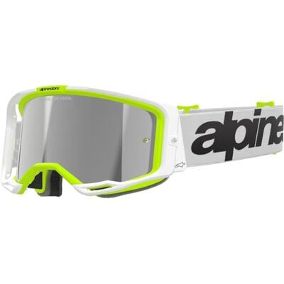 Alpinestars Vision 8 Wordmark Mirror Lunettes de motocross, weiß/gelb, Einheitsgröße Alpinestars Vision 8 Wordmark Mirror Lunettes de motocross, weiß/gelb, Einheitsgröße