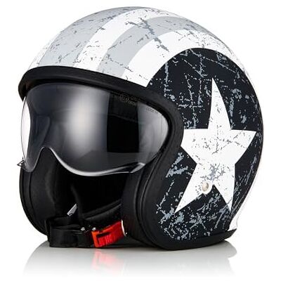 Origine Casque moto jet avec lunettes de protection, homologué ECE 22-06 Origine Casque moto jet avec lunettes de protection, homologué ECE 22-06