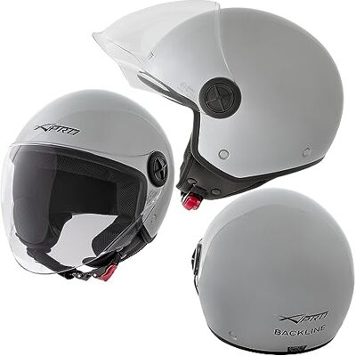 A-pro Casque Jet Moto Scooter Visera Anti-rayures Argent Backline ECE 22-06 M A-pro Casque Jet Moto Scooter Visera Anti-rayures Argent Backline ECE 22-06 M