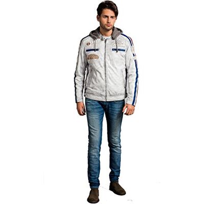 URBAN 5884 Urban Cuir UR-317 Veste de moto vintage gris - Veste URBAN 5884 Urban Cuir UR-317 Veste de moto vintage gris - Veste