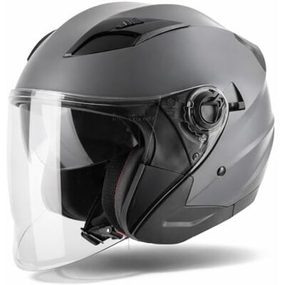 Vinz Calobra Casque Jet avec Visière Solaire et Visière Casque de Scooter Moto Certifié ECE 22.06 Tailles XS-XXL Vinz Calobra Casque Jet avec Visière Solaire et Visière Casque de Scooter Moto Certifié ECE 22.06 Tailles XS-XXL