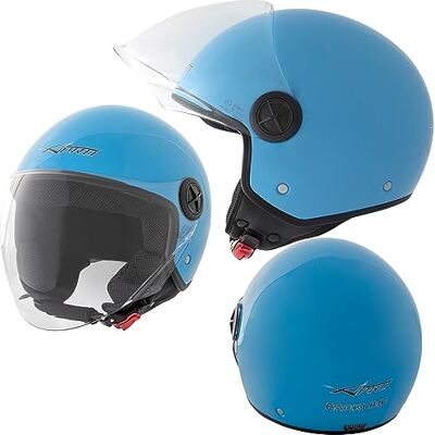A-pro Casque jet Moto Scooter Visière anti-rayures Bleu Backline ECE 22-06 L A-pro Casque jet Moto Scooter Visière anti-rayures Bleu Backline ECE 22-06 L