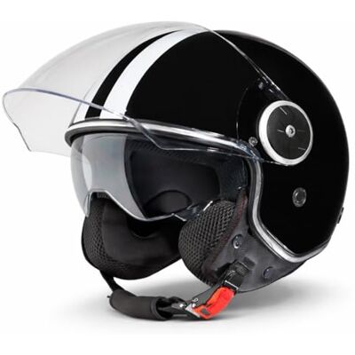 Vinz Arenas Casque Jet avec Visière Solaire et Visière Casque de Scooter Moto / Vintage avec des rayures Certifié ECE 22.06 Tailles XS-XXL Vinz Arenas Casque Jet avec Visière Solaire et Visière Casque de Scooter Moto / Vintage avec des rayures Certifié ECE 22.06 Tailles XS-XXL