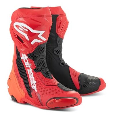 Alpinestars Supertech R Vented Racing Motorcycle Boots, CE-Certified, Lightweight, Advanced Ventilation & Grip, 45, Bright Red/Red Fluo Alpinestars Supertech R Vented Racing Motorcycle Boots, CE-Certified, Lightweight, Advanced Ventilation & Grip, 45, Bright Red/Red Fluo