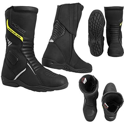 A-pro Bottes Homologuées CE Cuir Textile Perforé Renforts Moto Scooter Motard Noir 40 A-pro Bottes Homologuées CE Cuir Textile Perforé Renforts Moto Scooter Motard Noir 40