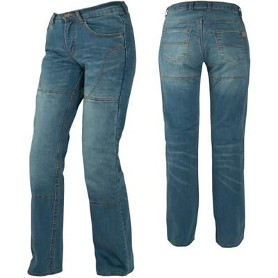 A-pro Jeans de moto extensibles en denim pour femme avec armure CE Bleu 26 A-pro Jeans de moto extensibles en denim pour femme avec armure CE Bleu 26