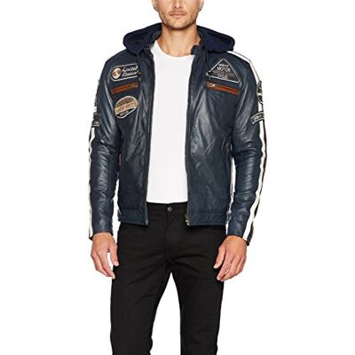 URBAN 5884 Cuir Urbain 58 Bleu Marine Veste - Veste URBAN 5884 Cuir Urbain 58 Bleu Marine Veste - Veste