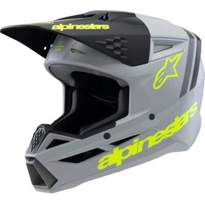 Alpinestars SM3 Radium Casque de motocross pour jeunes, grau/gelb matt, Y/M (50/51) Alpinestars SM3 Radium Casque de motocross pour jeunes, grau/gelb matt, Y/M (50/51)