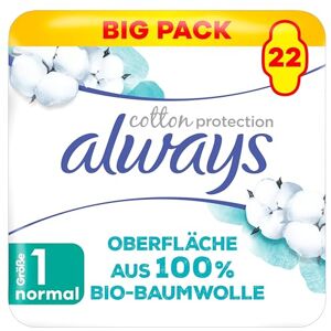 Always Ultra Lot de 22 serviettes hygiéniques taille 1 pour femme avec ailettes, protection en coton biologique, protection sûre et surface 100% coton biologique Always Ultra Lot de 22 serviettes hygiéniques taille 1 pour femme avec ailettes, protection en coton biologique, protection sûre et surface 100% coton biologique