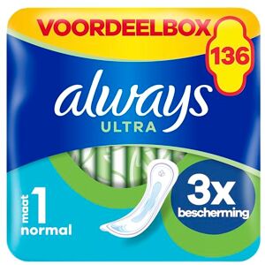 Always Lot de 4 packs de 34 serviettes hygiéniques ultra fines et super absorbantes pour femme Taille 1 Normal 136 serviettes hygiéniques sans ailettes Always Lot de 4 packs de 34 serviettes hygiéniques ultra fines et super absorbantes pour femme Taille 1 Normal 136 serviettes hygiéniques sans ailettes