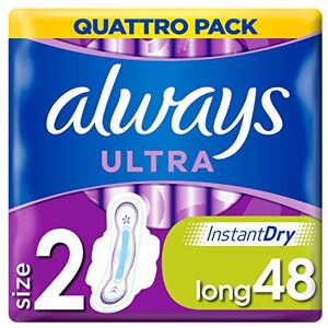 Always Serviettes hygiéniques ultra longues (taille 2) avec ailettes 48 serviettes super absorbantes, neutralise les odeurs, ultra fines Always Serviettes hygiéniques ultra longues (taille 2) avec ailettes 48 serviettes super absorbantes, neutralise les odeurs, ultra fines